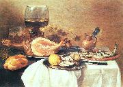 A ham a herring oysters a lemon bread onions grapes